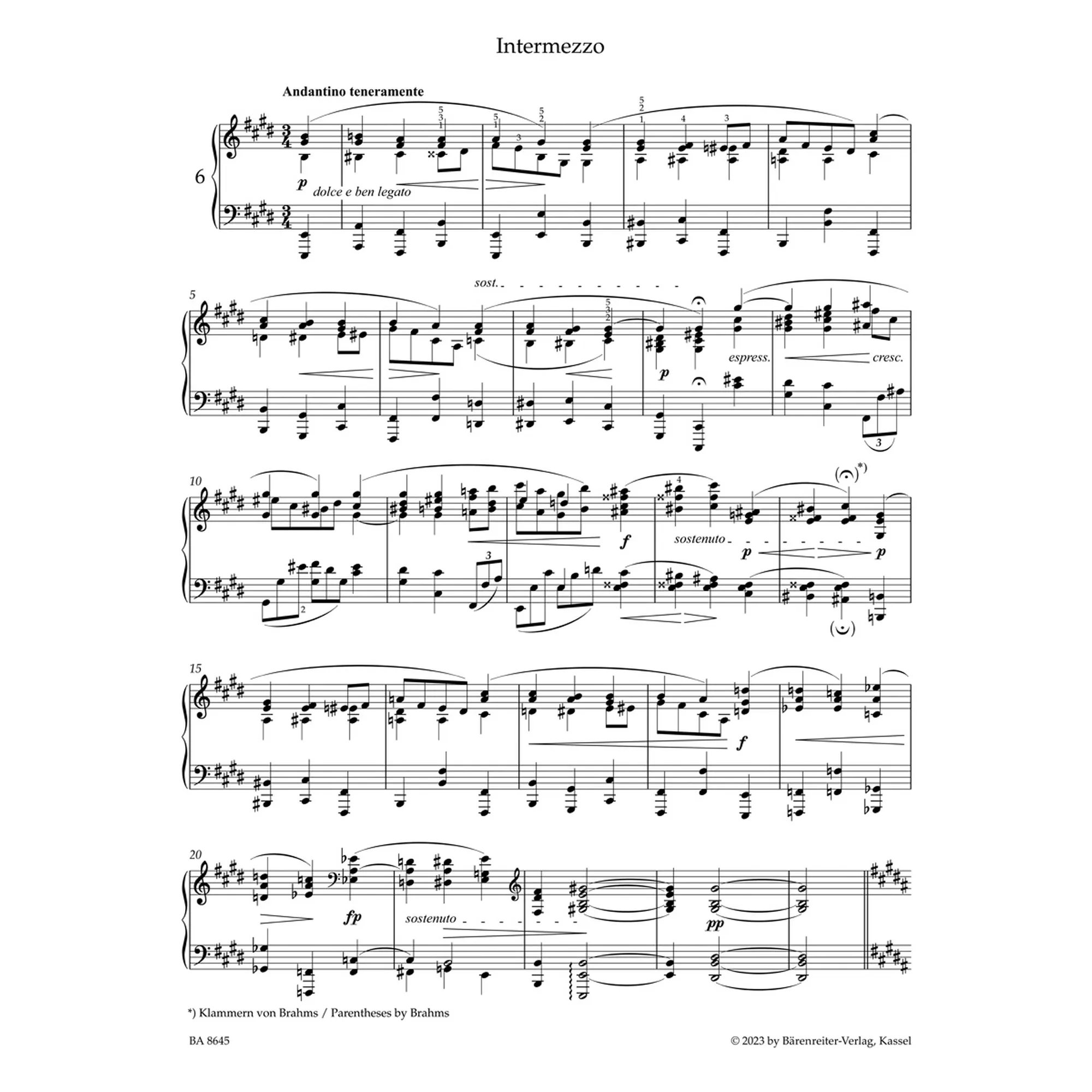 Ausgewählte Klavierstücke - Brahms