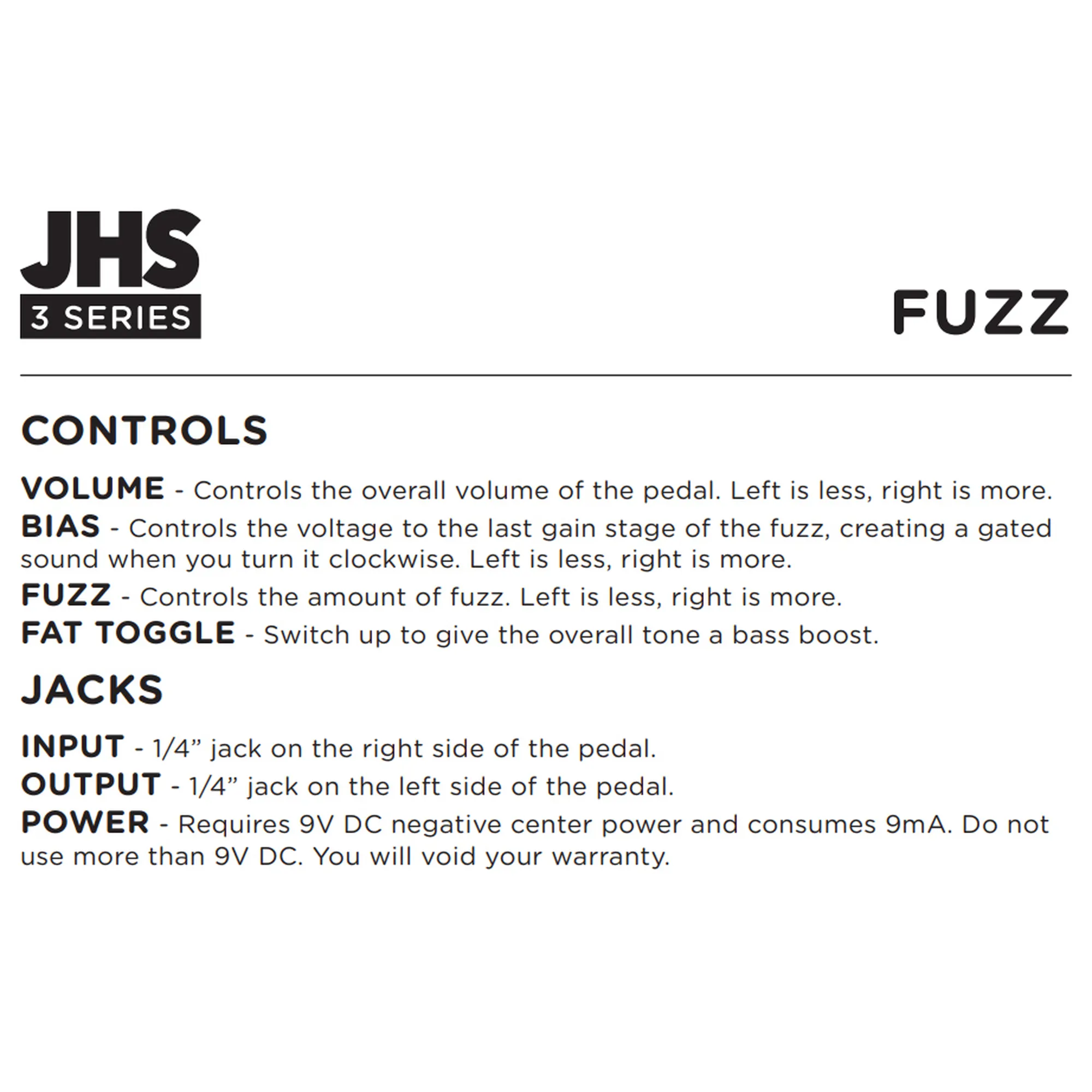 JHS Pedals 3 Series Fuzz