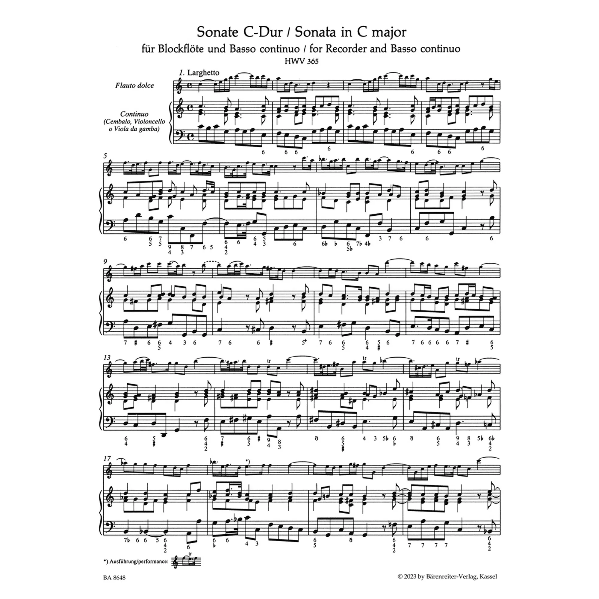 Sonate C-Dur HWV 365
