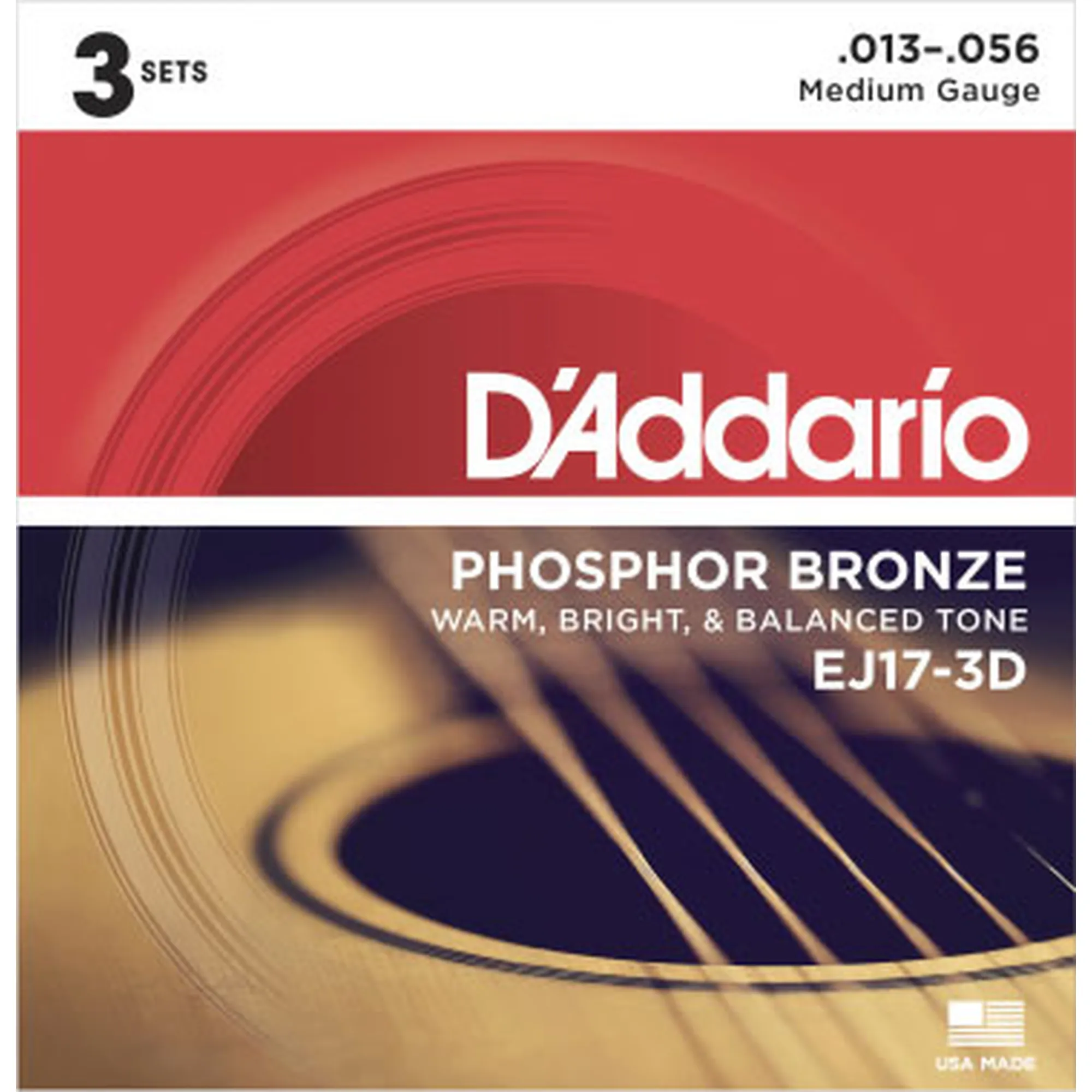 D´Addario EJ17-3D Phosphor Bronze Medium