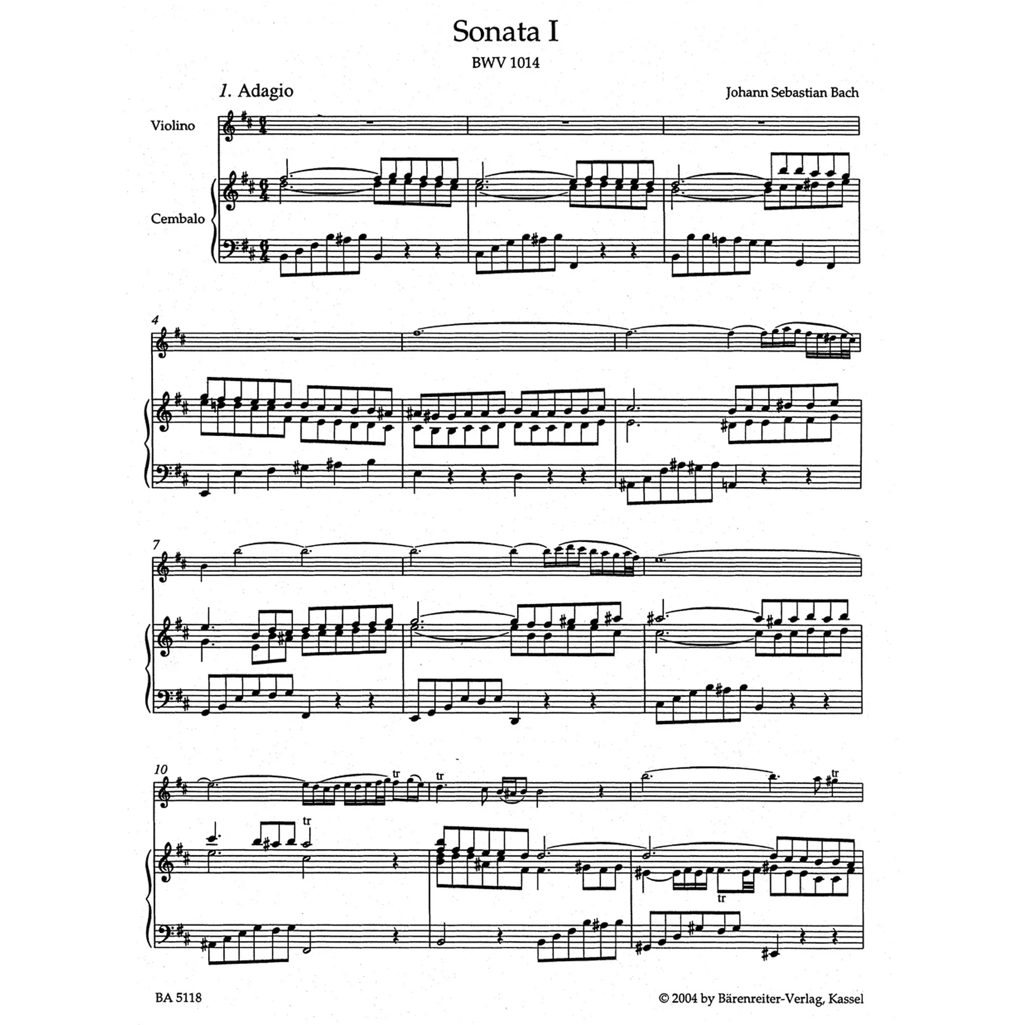 6 Sonaten Band 1 BWV 1014-1016