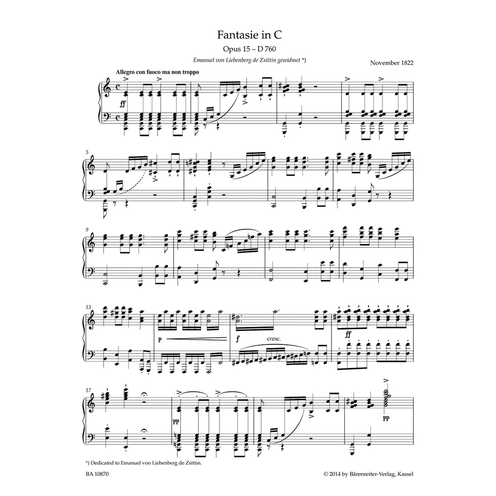 Fantasie C-Dur OP 15 D 760