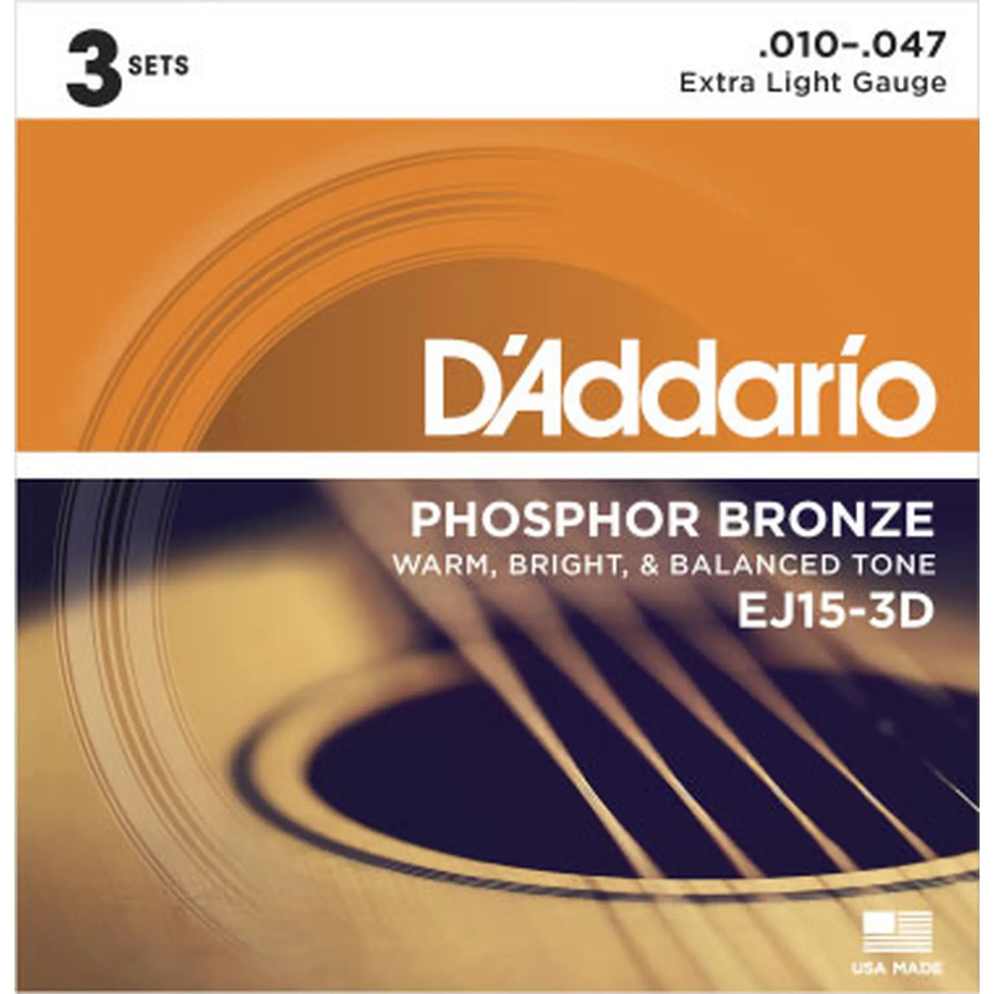 D´Addario EJ15-3D Phosphor Bronze Extra Light