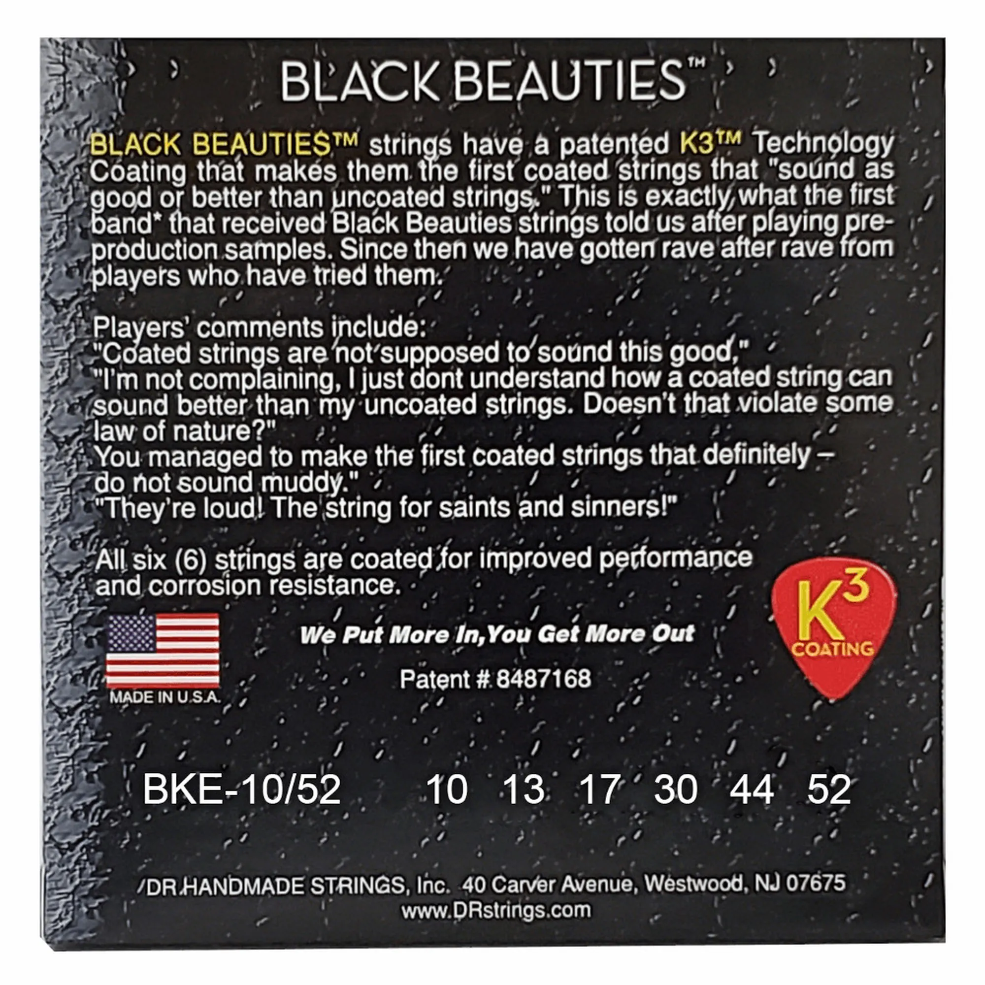 DR Strings BKE-10/52 Medium to Heavy Black Beauties